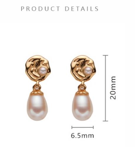 S925 Sterling Silver Stud Earrings With Natural Freshwater Pearls and Colorful Gemstones
